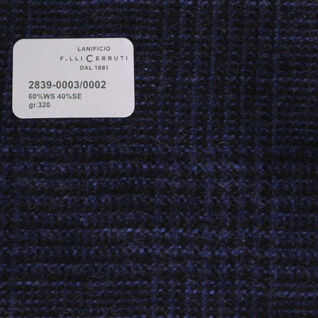 2839-0003/0002 Cerruti Lanificio - Vải Suit 100% Wool - Xanh Dương Trơn